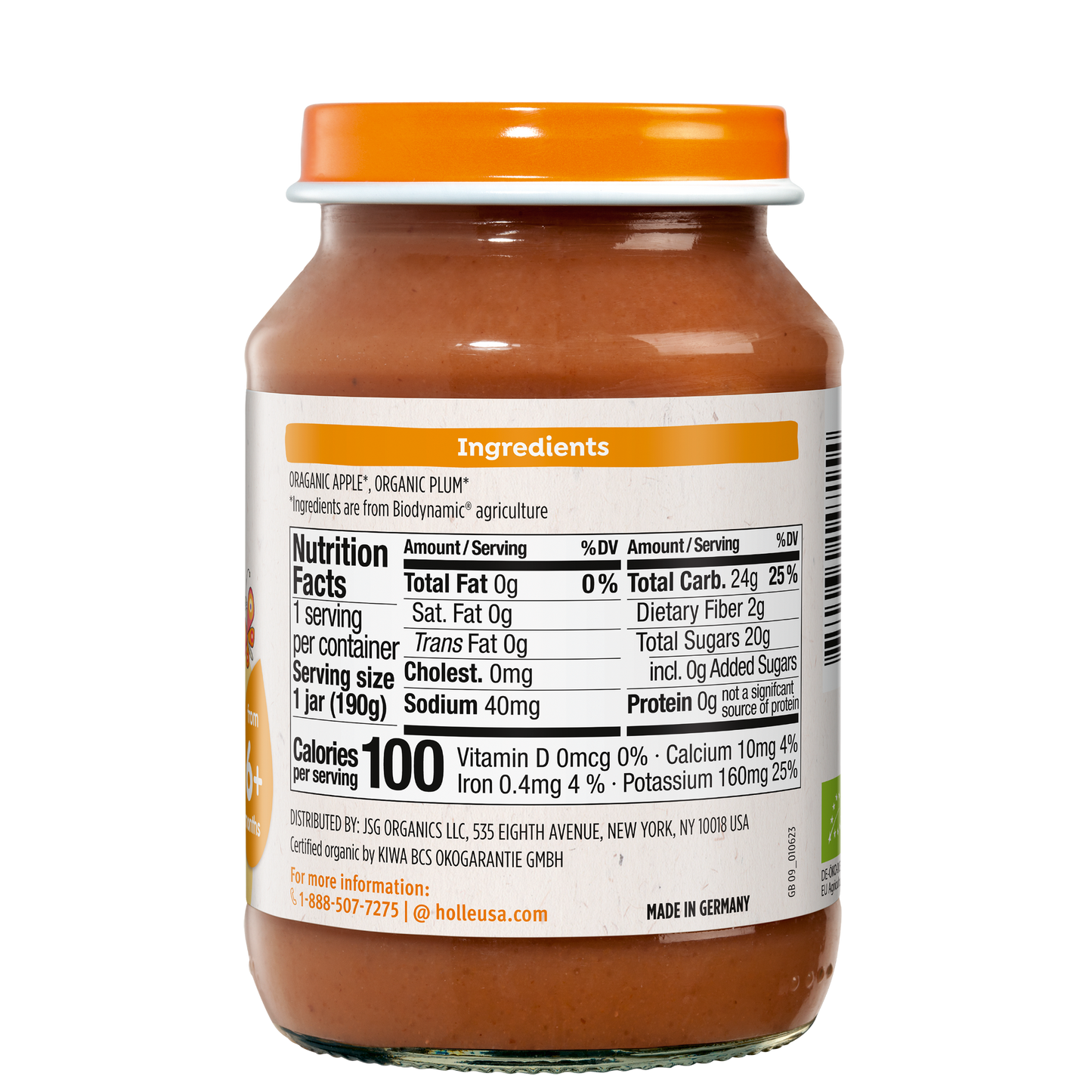 Holle Baby Food Jars - Apple & Plum - 6 Jars