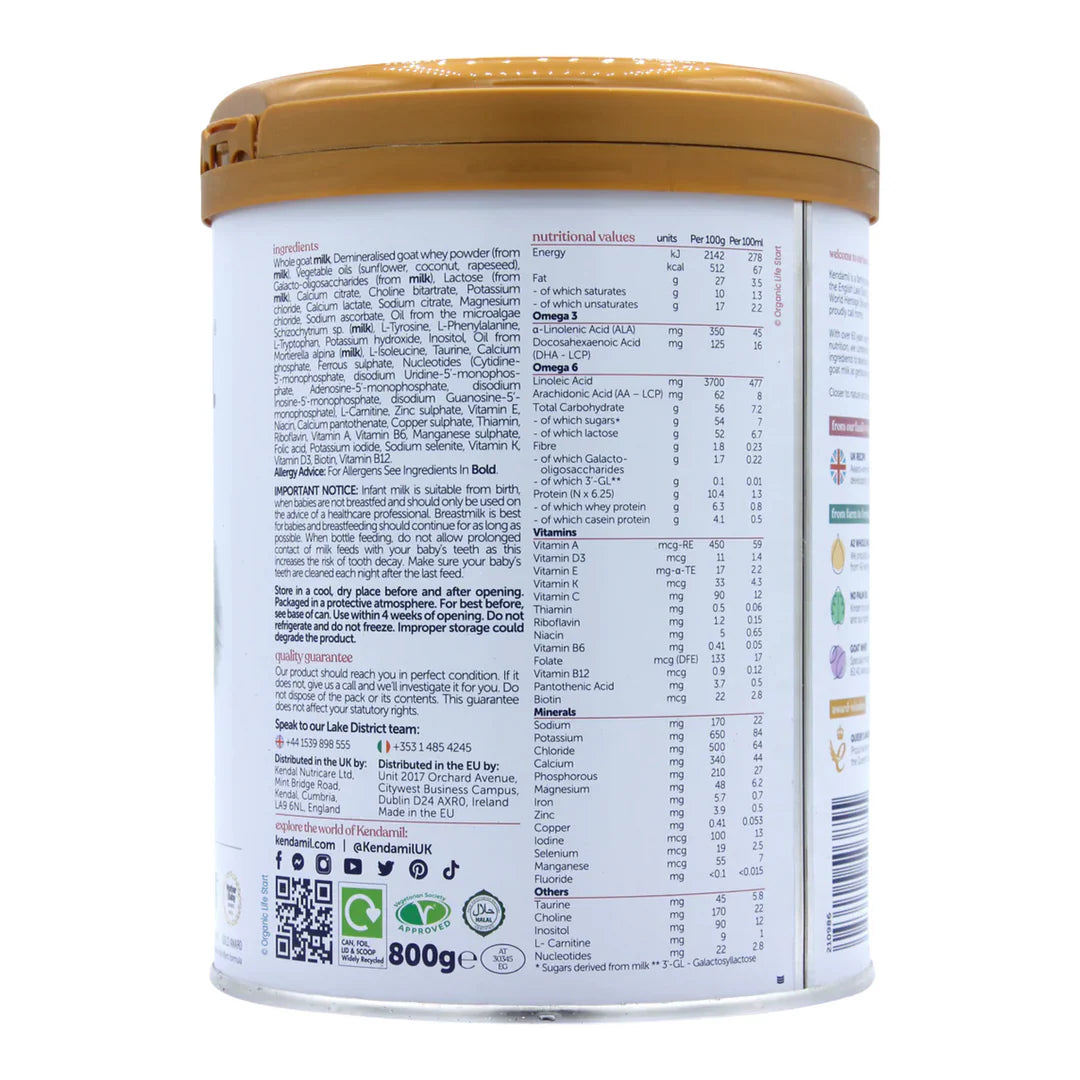Kendamil Goat Milk Infant Formula – Stage 1 800g, (0–6 Months)