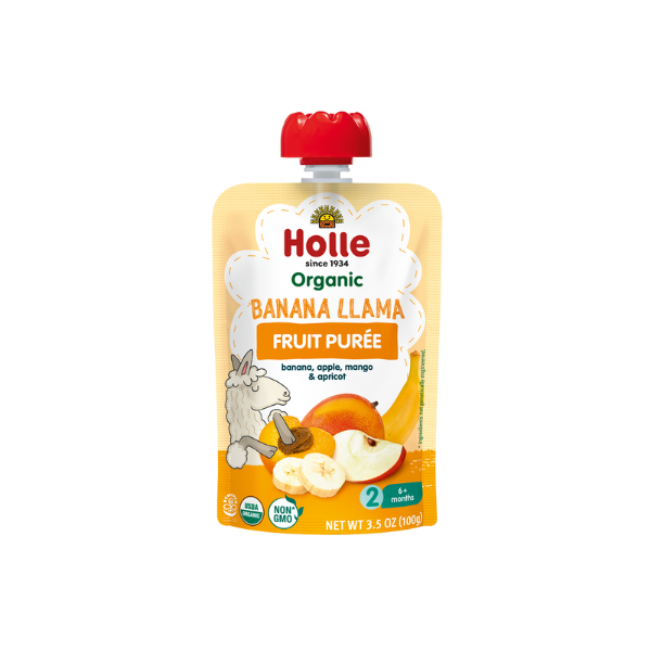 Holle Baby Food Pouches - Organic Fruit Puree - Banana Llama