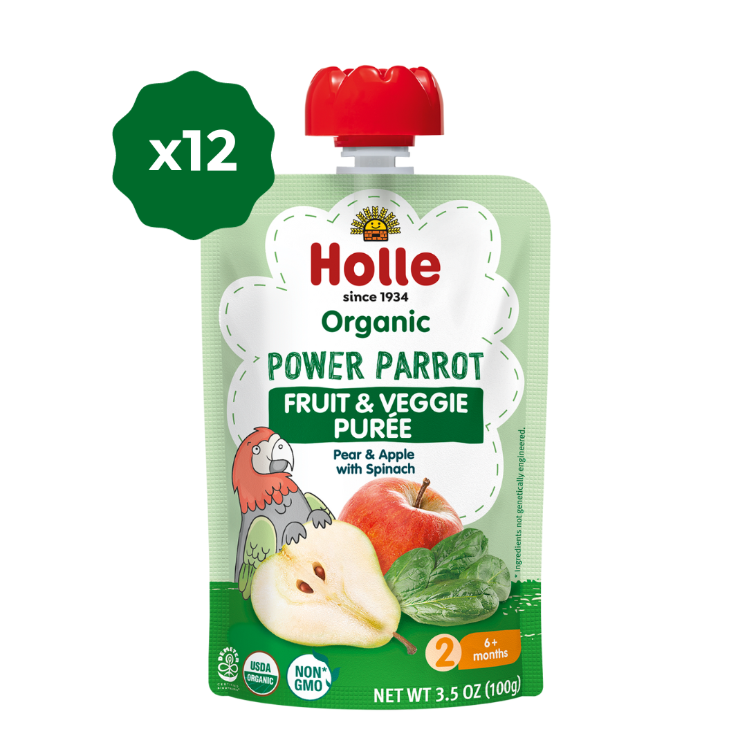 Holle Baby Food Pouches - Organic Fruit & Veggie Puree - Power Parrot