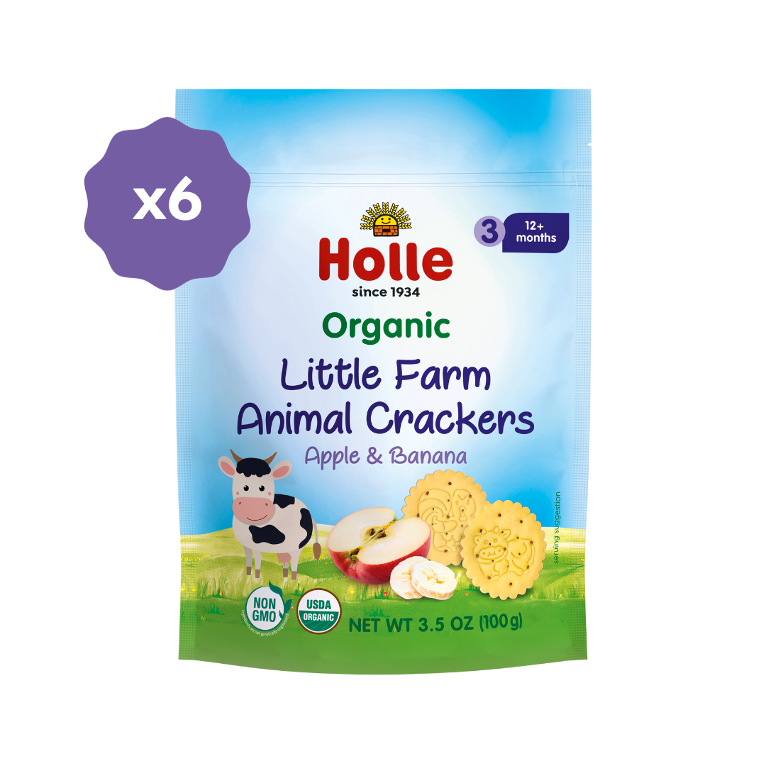 Holle Organic Little Farm Animal Crackers - Apple & Banana