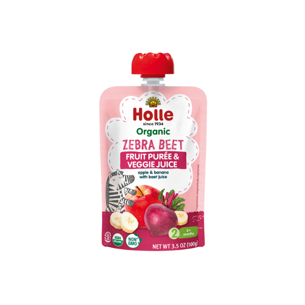 Holle Baby Food Pouches - Organic Fruit & Veggie Puree - Zebra Beet