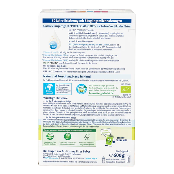 HiPP Bio Combiotik Stage 2 German Organic Formula (600g)