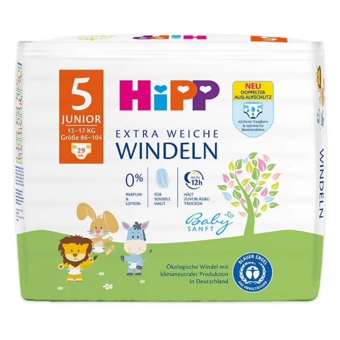 HiPP Baby Extra Soft Diapers, Junior, Size 5 (29 pack)