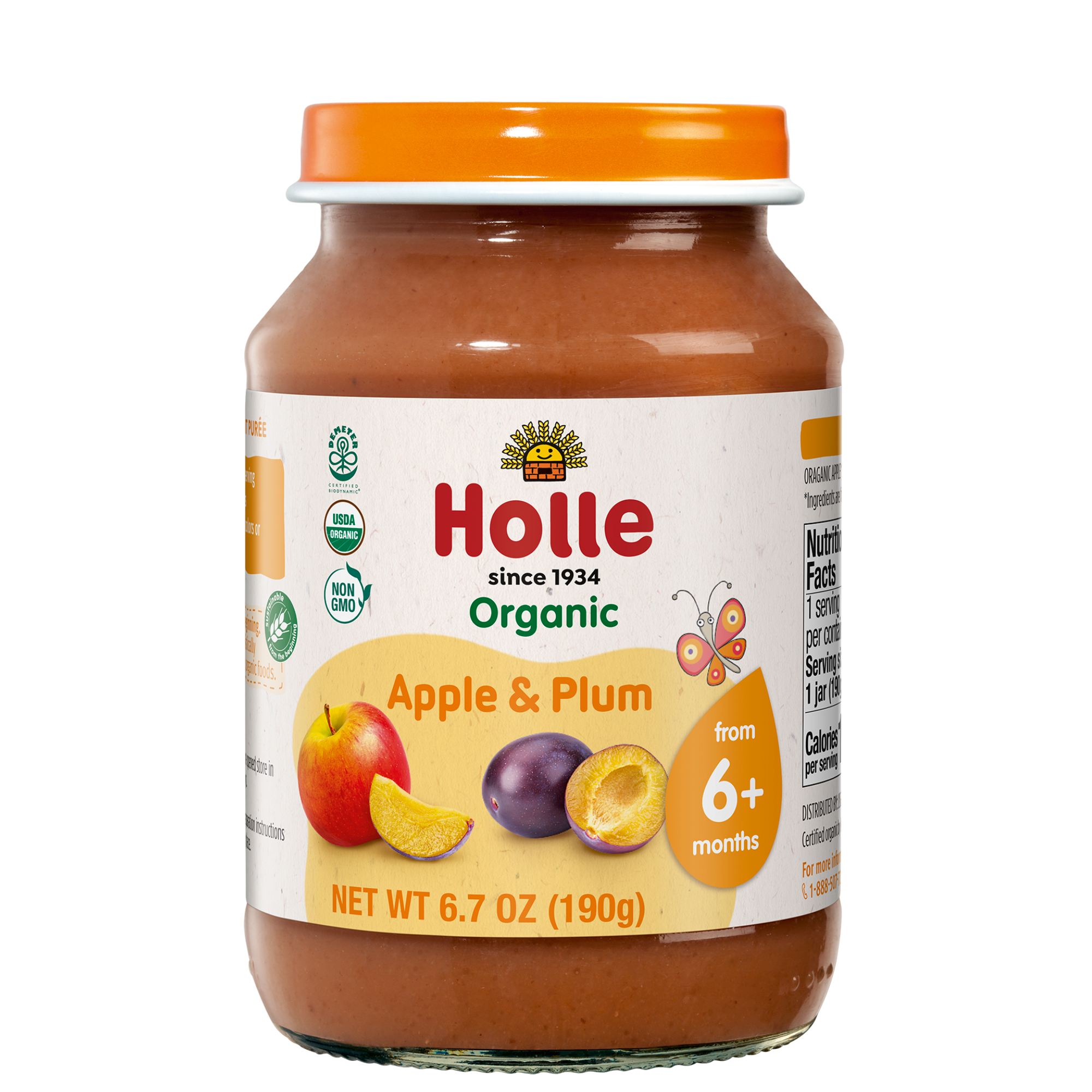 Holle Baby Food Jars - Apple & Plum - 6 Jars