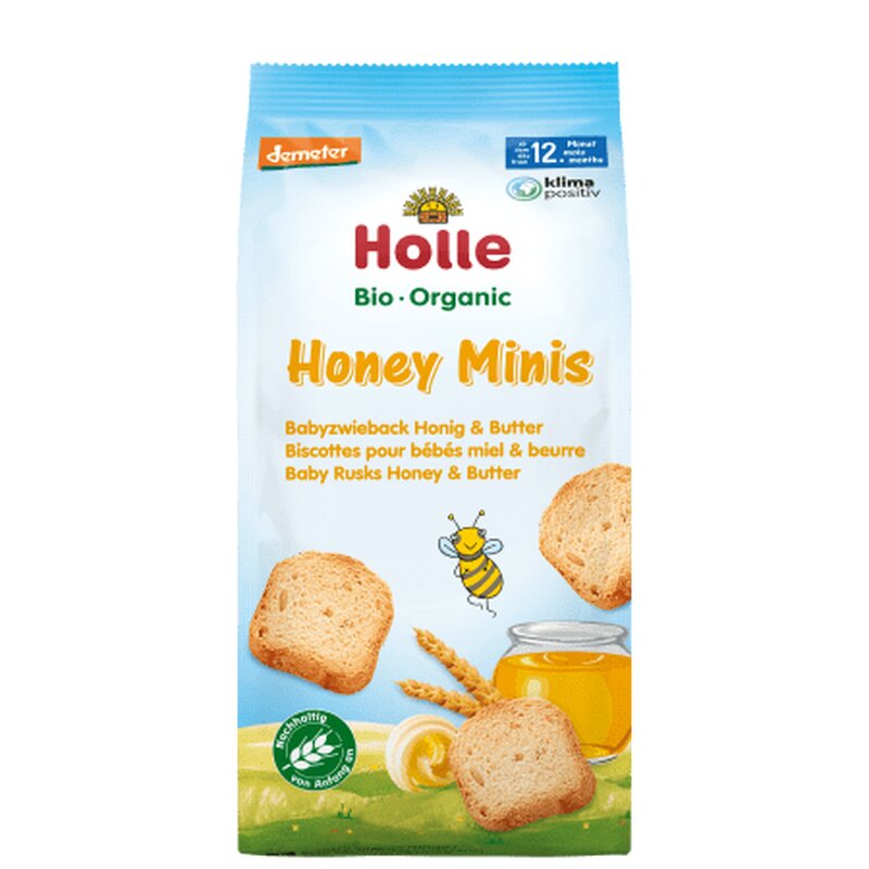 Holle Honey Mini Baby Rusks (8+ Months), 100g