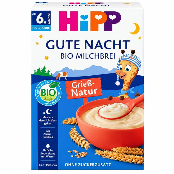 HiPP Organic Good Night Semolina Milk Porridge (6+ Months) - 475g