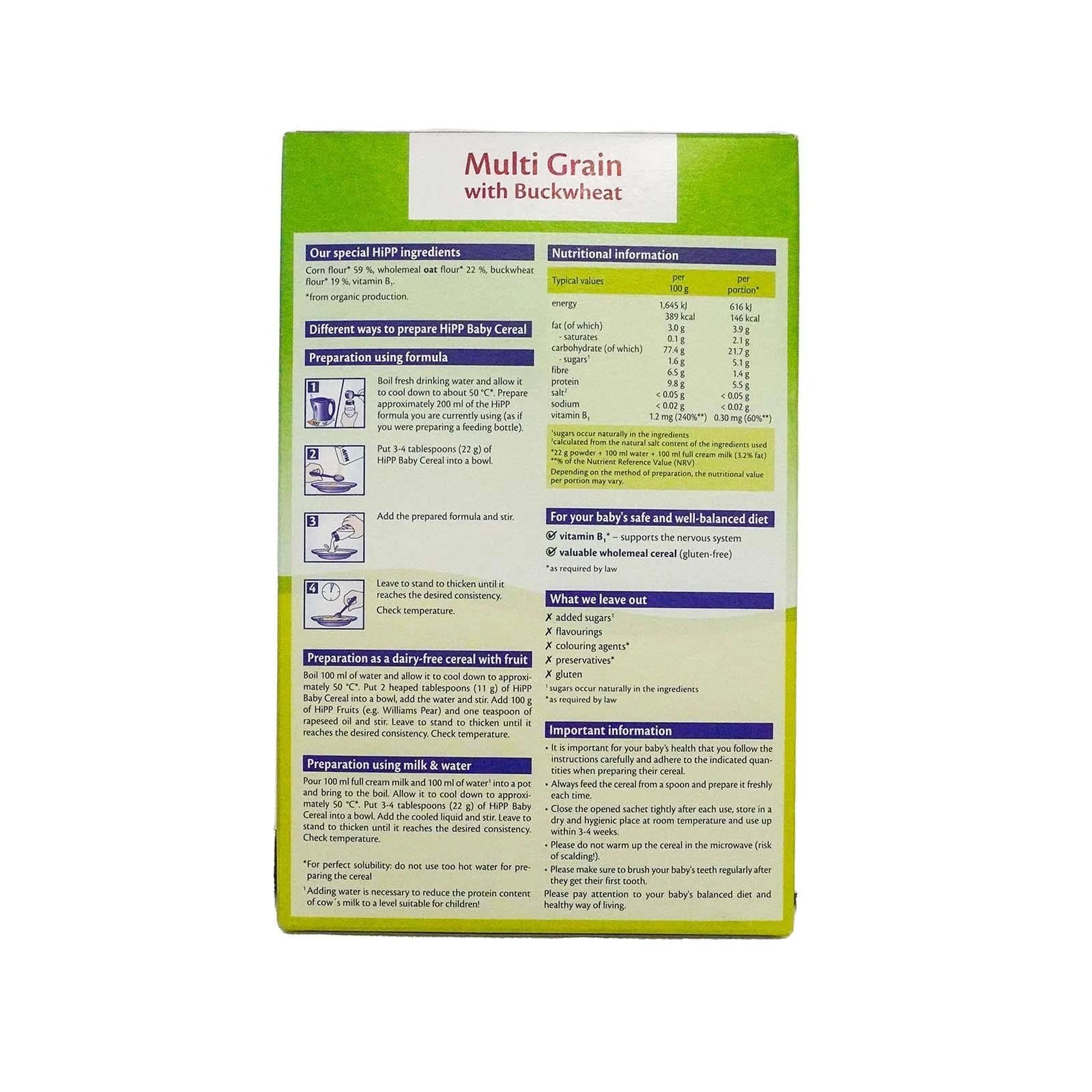 HiPP Multi Grain With Buckwheat Organic Baby Cereal  - 200g